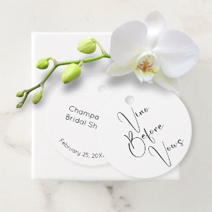 Modern Script Bridal Shower Vino Before Vows Favor Tags