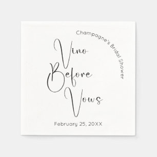 Modern Script Bridal Shower Vino Before Vows Napkins