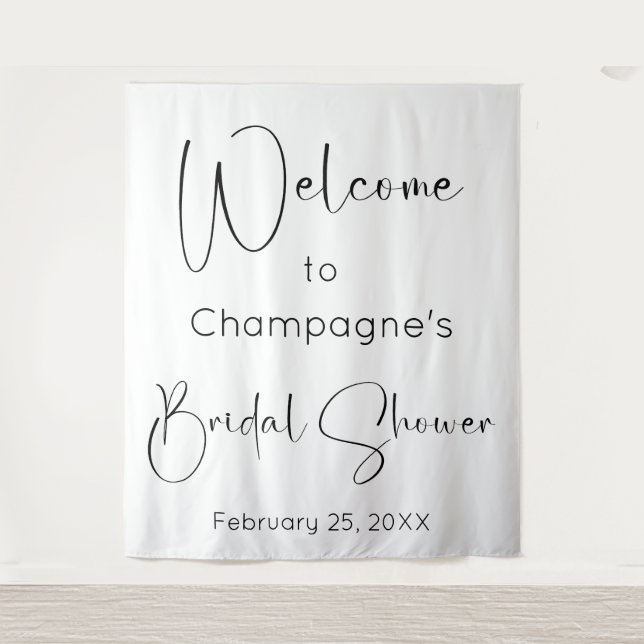 Modern Script Bridal Shower Welcome Backdrop (Front)