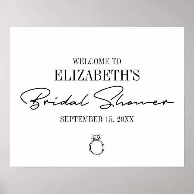 Welcome Modern Script Modern Script Bridal Shower Welcome Poster | Zazzle