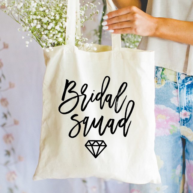 Modern Script Bridal Squad Diamond Tote Bag (Creator Uploaded)