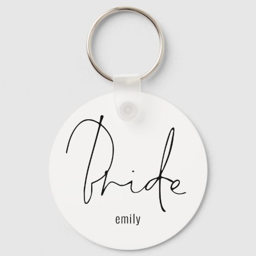 Modern Script Bride Name Keepsake Keychain