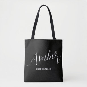 Modern Script Bridesmaid Name Large Tote Bag