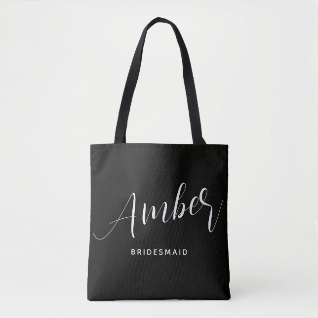 Modern Script Bridesmaid Name Large Tote Bag (Front)