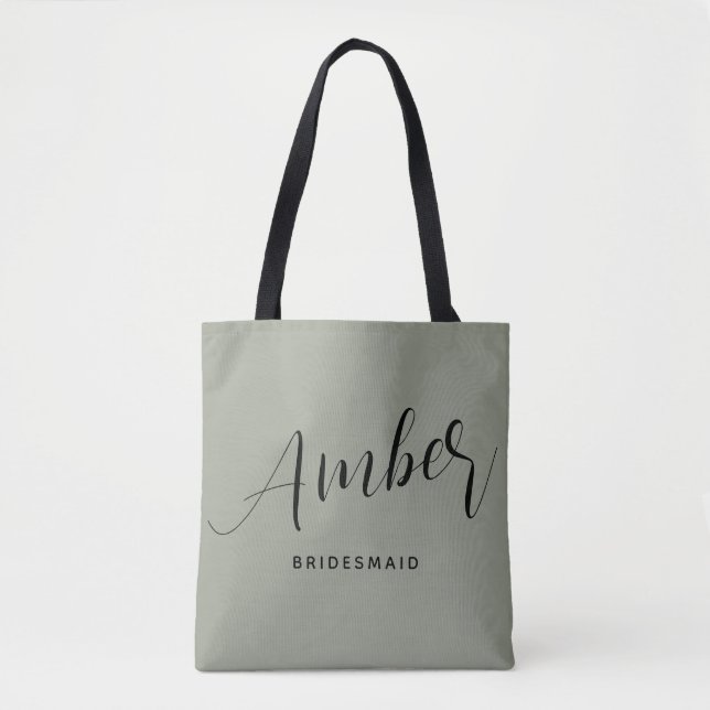 Modern Script Bridesmaid Name Large Tote Bag (Front)