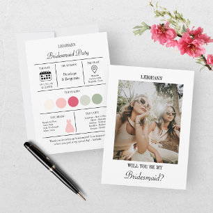 Modern Script Bridesmaid Proposal Photo Card