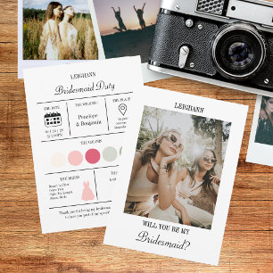 Modern Script Bridesmaid Proposal Photo Card