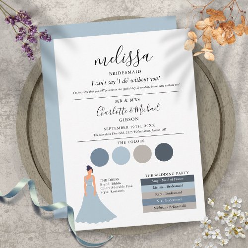 Modern Script Bridesmaids Wedding Info Card 
