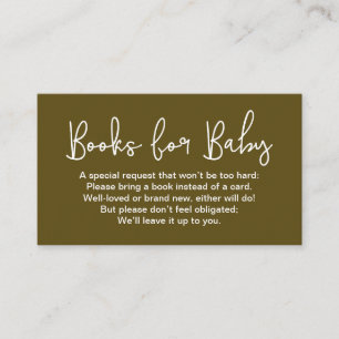 Modern Script brown Baby shower Book Request Enclosure Card