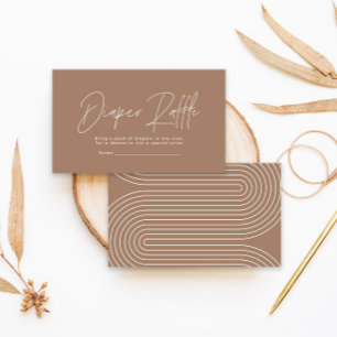 modern script brown baby shower diaper raffle note card