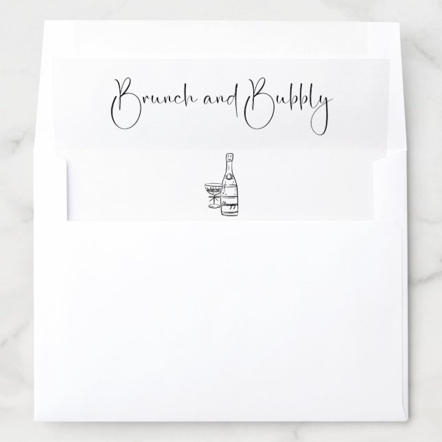 Modern Script Brunch and Bubbly Bridal Shower Envelope Liner (In Envelope)