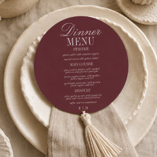 Modern Script Burgundy Formal Wedding Menu