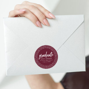 Modern Script Burgundy Graduation Classic Round Sticker