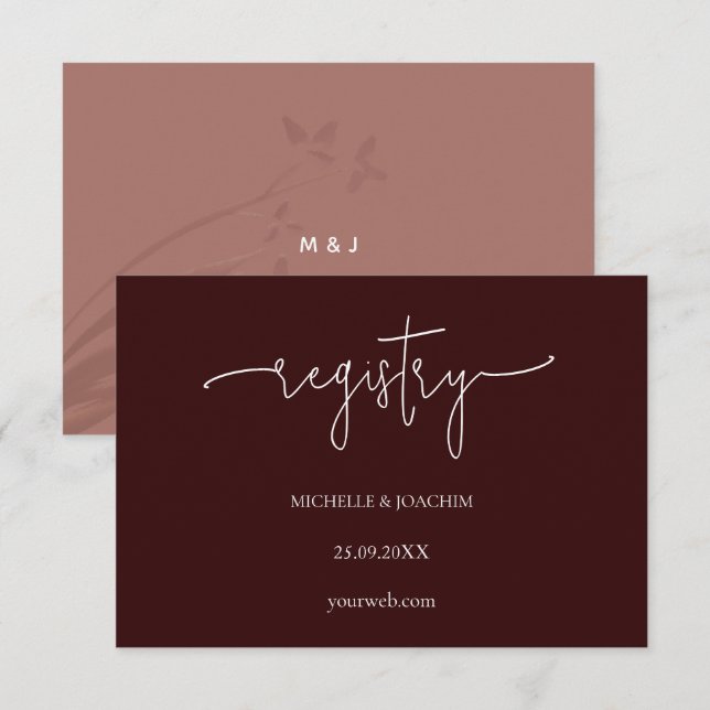 Modern Script Burgundy Mauve Enclosure Card (Front/Back)