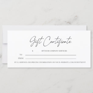 Modern Script  Business Gift Certificate