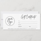 Modern Script Business Gift Certificate With Logo