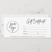 Modern Script Business Gift Certificate With Logo (Front)