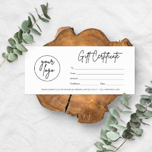 Modern Script Business Gift Certificate With Logo Cards