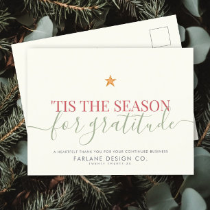 Modern Script Business Gratitude Corporate Logo Holiday Postcard