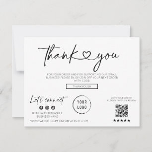 Modern Script Business Heart Font Thank You Card