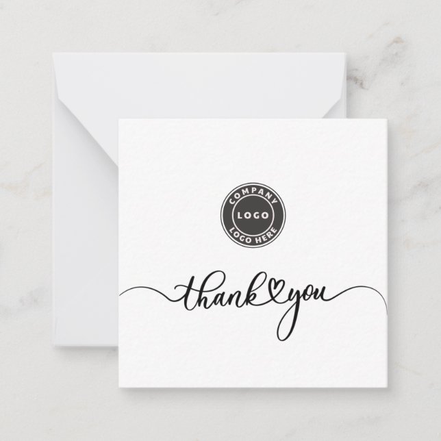 Modern Script Business Logo Thank You Note Card (Front)