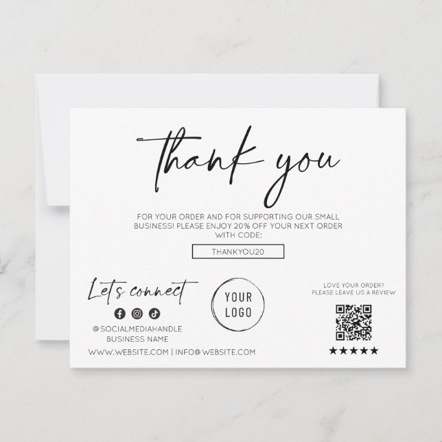 Modern Script Business Thank You Card (Front)