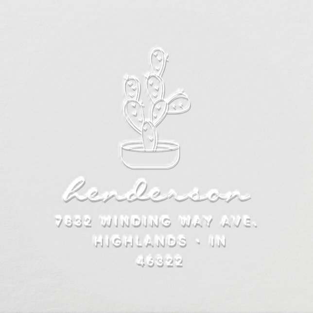Modern Script Cactus Family Return Address Embosser (Design)