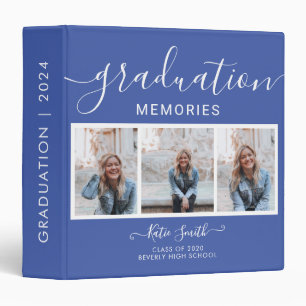 Modern Script Calligraphy 3 Photo Graduation Ring Binder