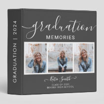 Modern Script  Calligraphy 3 Photo Graduation Ring Binder