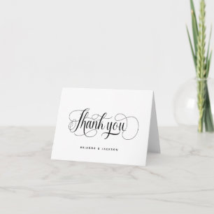 Modern Script Calligraphy Custom Names Wedding Letterpress Thank You Card