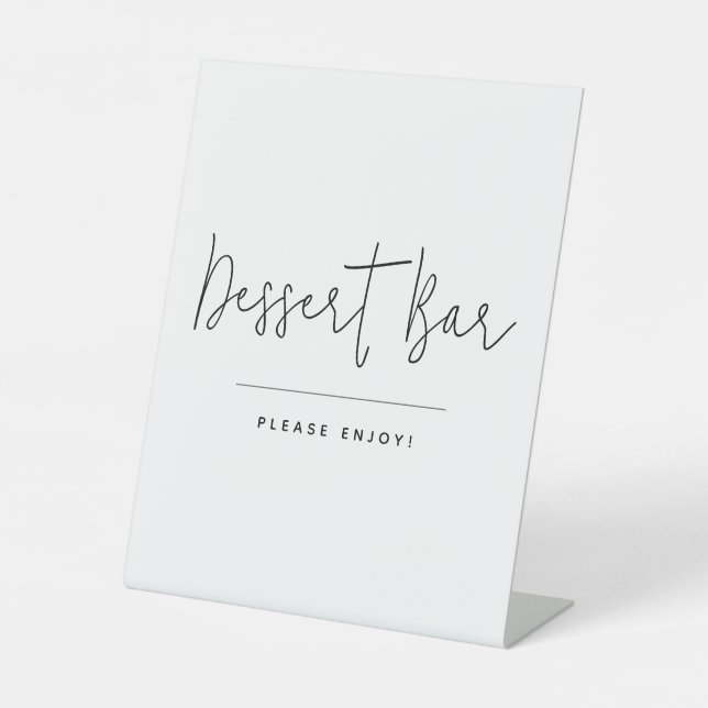 Modern Script Calligraphy Dessert Bar Pedestal Sign (Front)