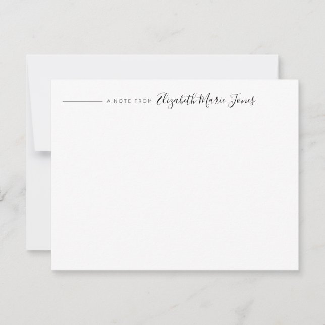 Modern Script Calligraphy Elegant A Note From Name Card (Front)
