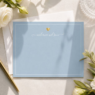 Modern Script Calligraphy Gold Heart Chic Elegant Note Card