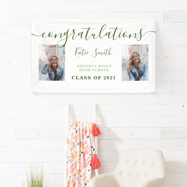 Modern Script Calligraphy Graduation 2 Photo Banner (Insitu)