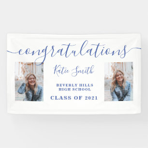 Modern Script Calligraphy Graduation 2 Photo Banner