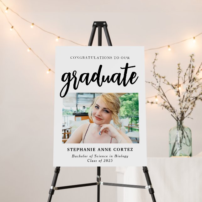 Modern Script Calligraphy Graduation Photo Foam Board (In Situ (Stand))