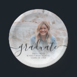 Modern Script Calligraphy Graduation Photo Paper Plates<br><div class="desc">A modern and chic graduation paper plate in calligraphic and sans serif fonts with one photo overlay for your paper plate. Available in a variety of colours.</div>