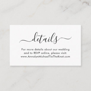 Modern Script Calligraphy Minimal Details Enclosure Card