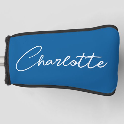 Modern Script Calligraphy Name Simple Bright Blue Golf Head Cover