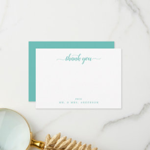 Modern Script Calligraphy Pastel Green Thank You Card