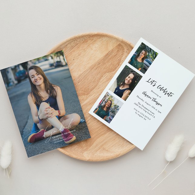 Modern Script Calligraphy Photo Graduation Invitation (Creator Uploaded)