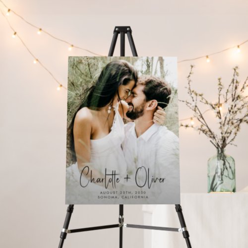 Modern Script Calligraphy Photo Wedding Foam Board