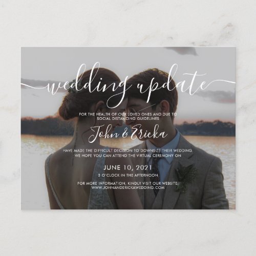 Modern Script Calligraphy Photo Wedding Update Invitation Postcard