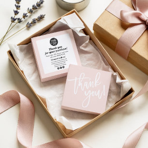 Modern script calligraphy thank you blush pink