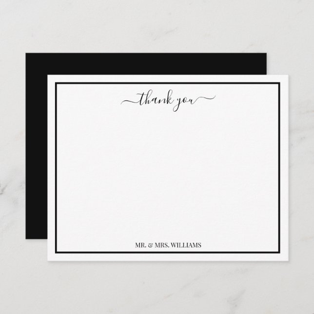 Modern Script Calligraphy Thank You Note Card (Front/Back)