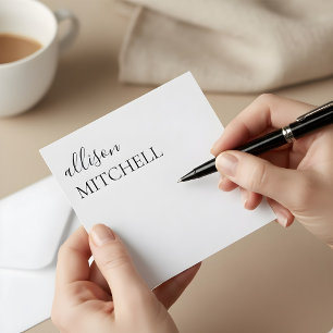 Modern Script Calligraphy White Note Card