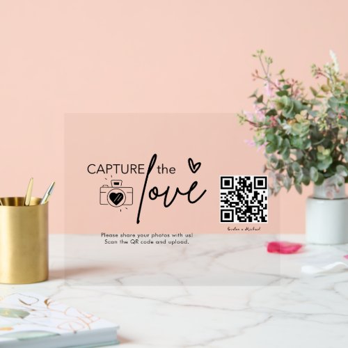 Modern Script Capture The Love QR code Acrylic Sign