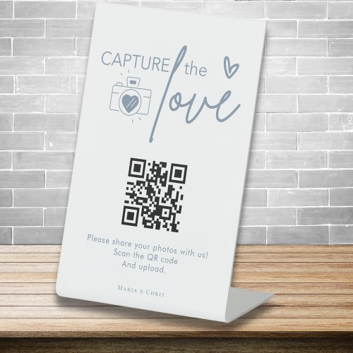 Modern Script Capture The Love QR code  Pedestal Sign