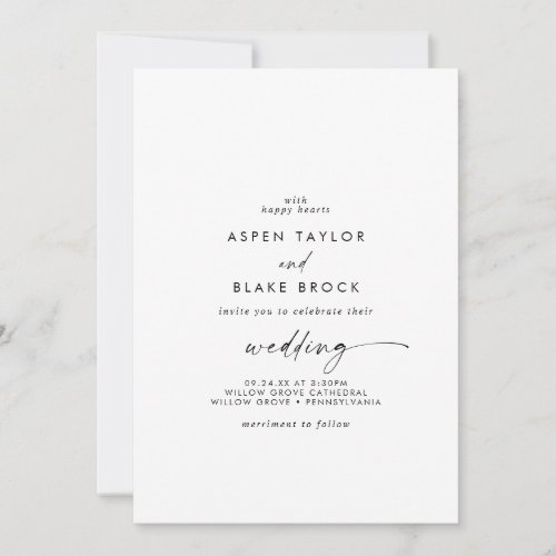 Modern Script Casual Couple Hosting Wedding Invitation