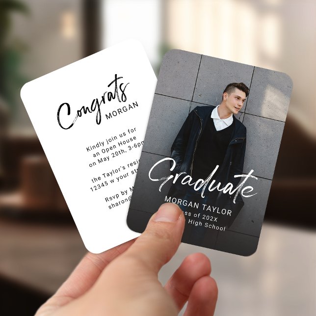 Modern Script Casual Photo Graduation Announcement (Modern Script Casual Photo Graduation Announcement)